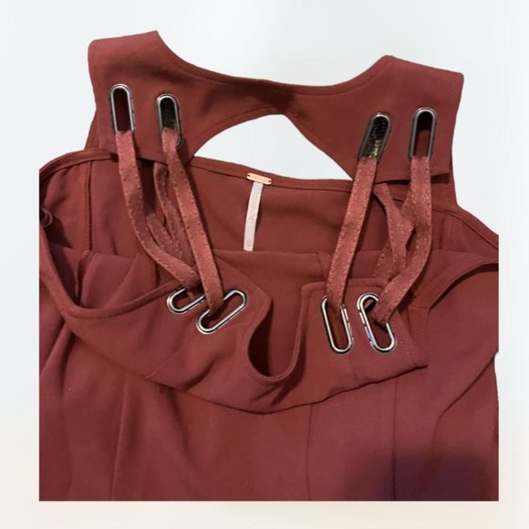 Free People Baby Love Trapeze Mini Dress Cut Out Back Salmon Sleeveless Size XS - Picture 4 of 5